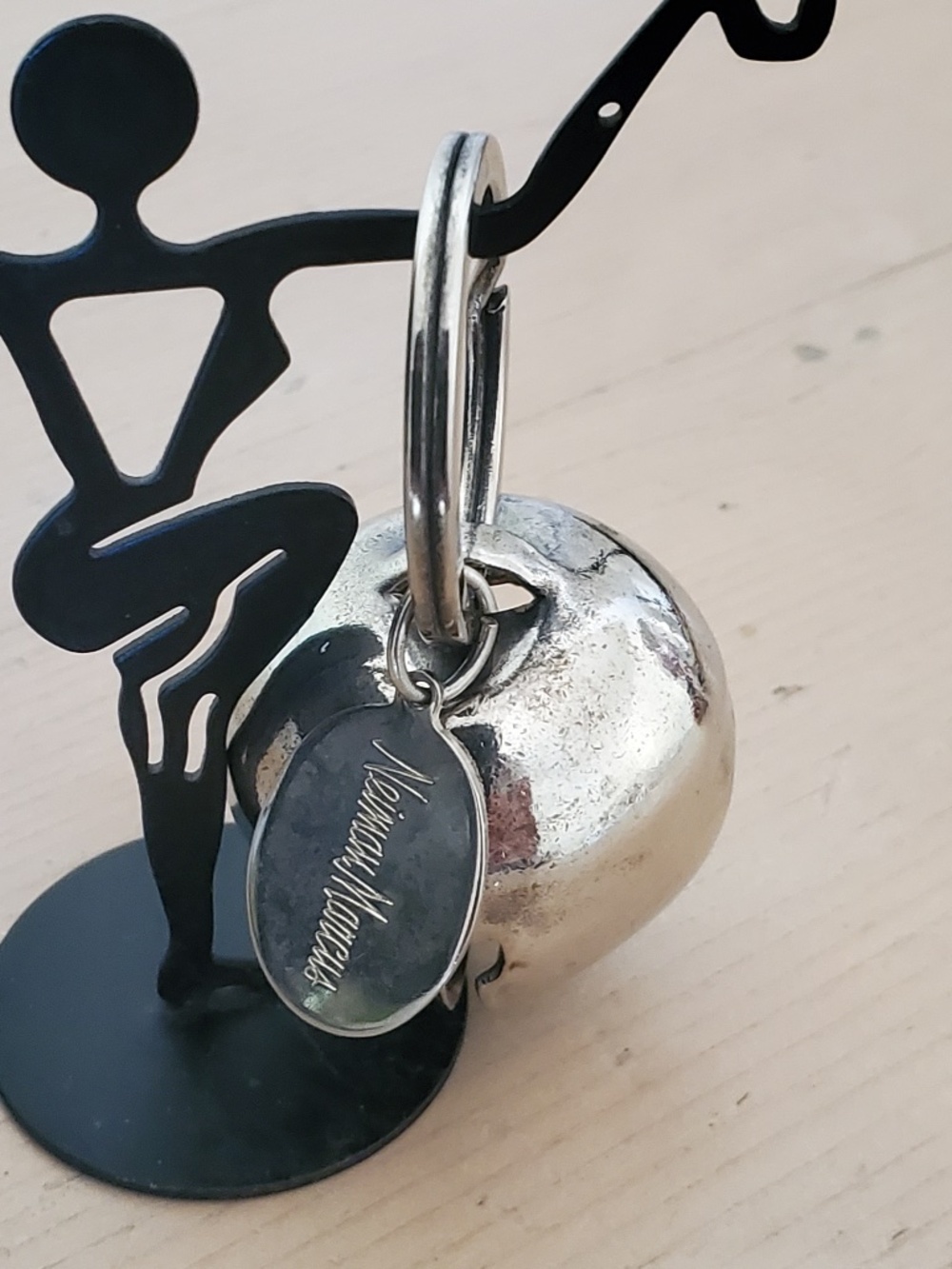 Neiman Marcus Vintage Silver Plated Bell Hang Tag Bag Charm Or Key Ring